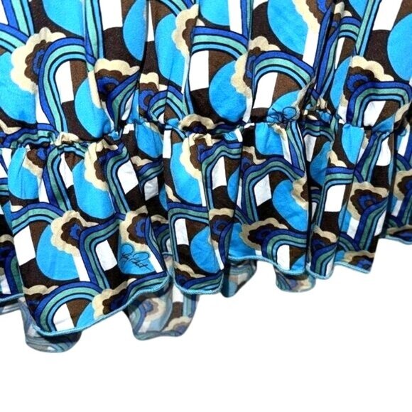 Baby Phat Blue & Brown Retro Print Halter Maxi Dress L/G - Picture 7 of 11